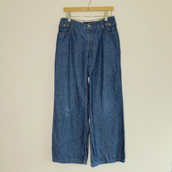 Escada Linen Blend Wide Leg Jeans - US Size 12 - Picture 2 of 12